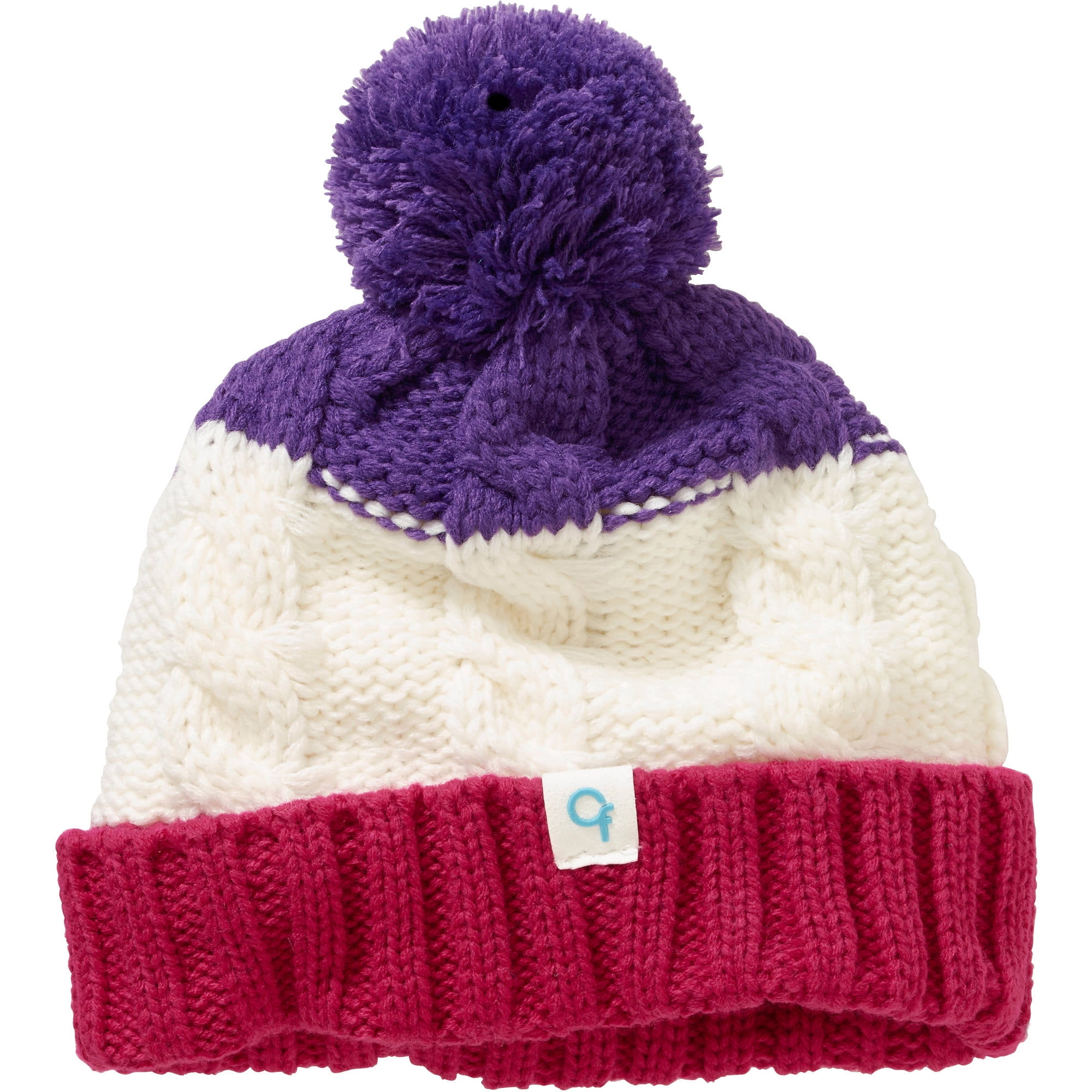 Girl's Cuff Fleece Lined Beanie Hat with Pom