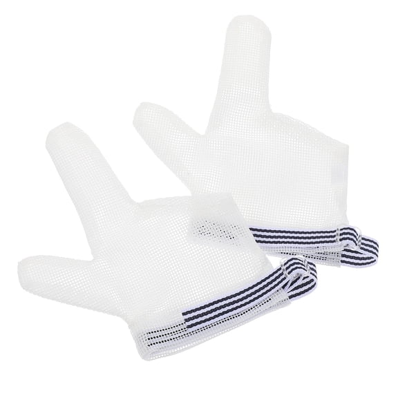 LEORX 1 Pair of Double Finger Thumb Sucking Guard Gloves Nylon White for Caregivers Home Care