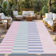 thumbnail image 2 of Colorful Stripe Outdoor Rug 4x6 Ft - Reversible Patio Rug Outdoor Camping Rugs, Modern Pink Purple Blue Vertical Striped Indoor Outdoor Area Rugs, Non-Slip Outdoor Carpet Runner for Deck/Porch, 2 of 8