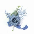 thumbnail image 5 of 5In Artificial Rose Wrist Corsage and Boutonniere Set, Handmade Men's Lapel Pin  Men Boutonniere for Prom Deco Wedding Flowers Accessories Suit Decoration (Light Blue), 5 of 10
