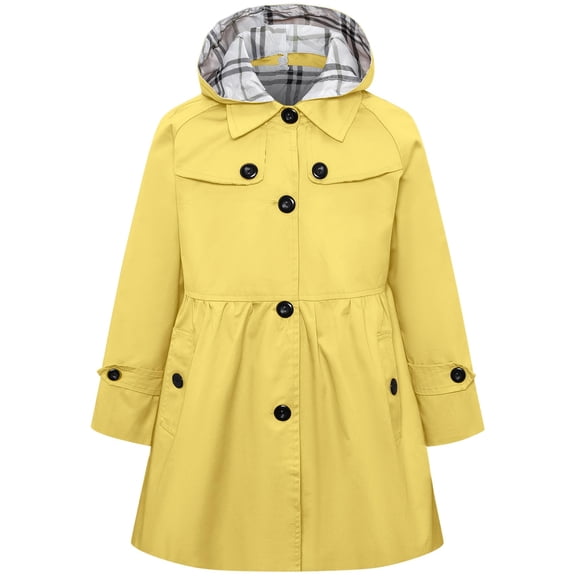 Gabardina Betusline para niña, de un solo pecho, 11-12 años, amarilla