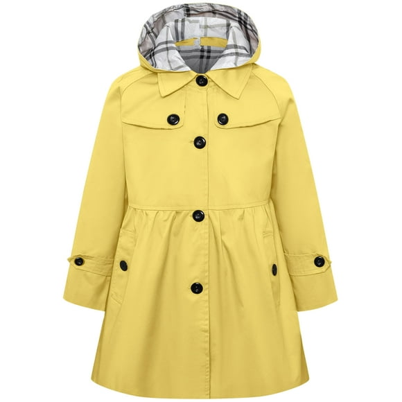 Gabardina Betusline para niña, de un solo pecho, 11-12 años, amarilla
