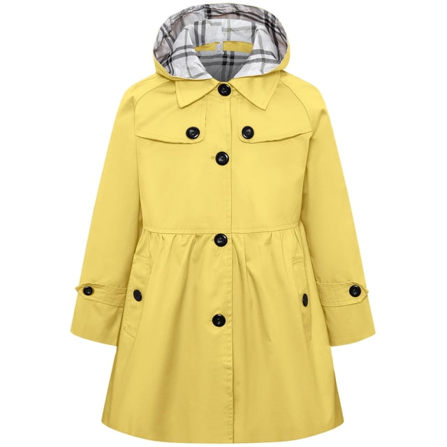 Gabardina Betusline para niña, de un solo pecho, 11-12 años, amarilla