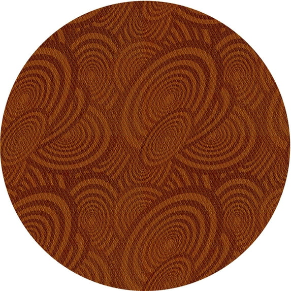Ahgly Company Machine Washable Indoor Round Transitional Mahogany Brown Area Rugs, 4' Round