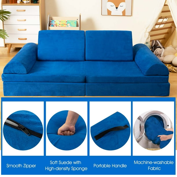 Costway 8 PCS Kids Play Sofa Set Modular Convertible Foam Folding