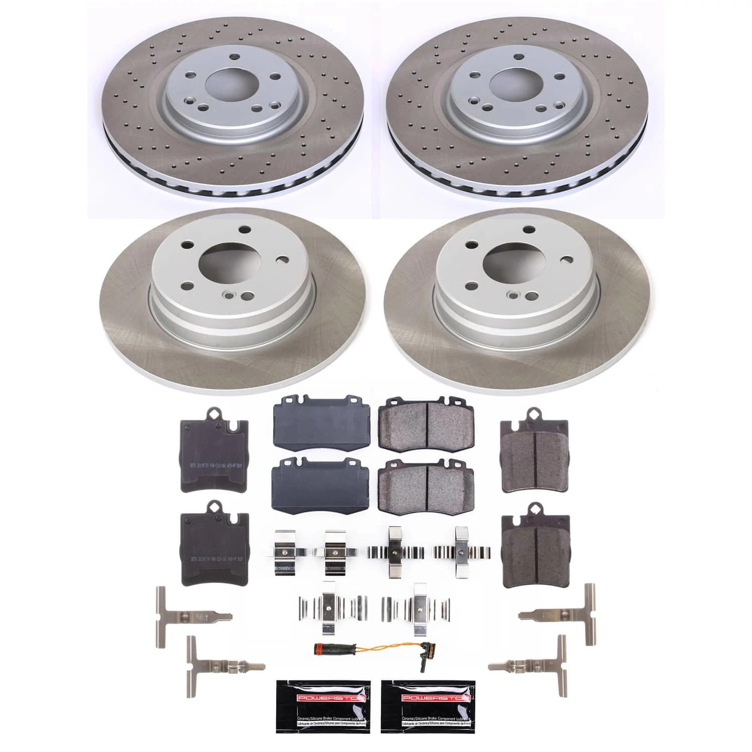 PowerStop Front and Rear Semi-Coated Rotor and Low-Dust Ceramic Brake Pad Kit SC8913
