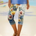 thumbnail image 6 of Capri Leggings for Women Fashion Floral Printed High Waist Workout Lounging Yoga Pants Running Gym Leggings (3XL, Blue), 6 of 6