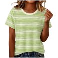 thumbnail image 2 of ClodeEU Women's Crew Neck Short Sleeve Striped T-Shirt,Slim Casual Summer Tee Top Green,Women's Plus L, 2 of 5