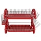 thumbnail image 2 of Escurreplatos plástico de 2 Niveles, Secado al Aire y Organizador de Platos, Soporte para Cubiertos montado en el Lateral, Color Rojo, 2 of 7