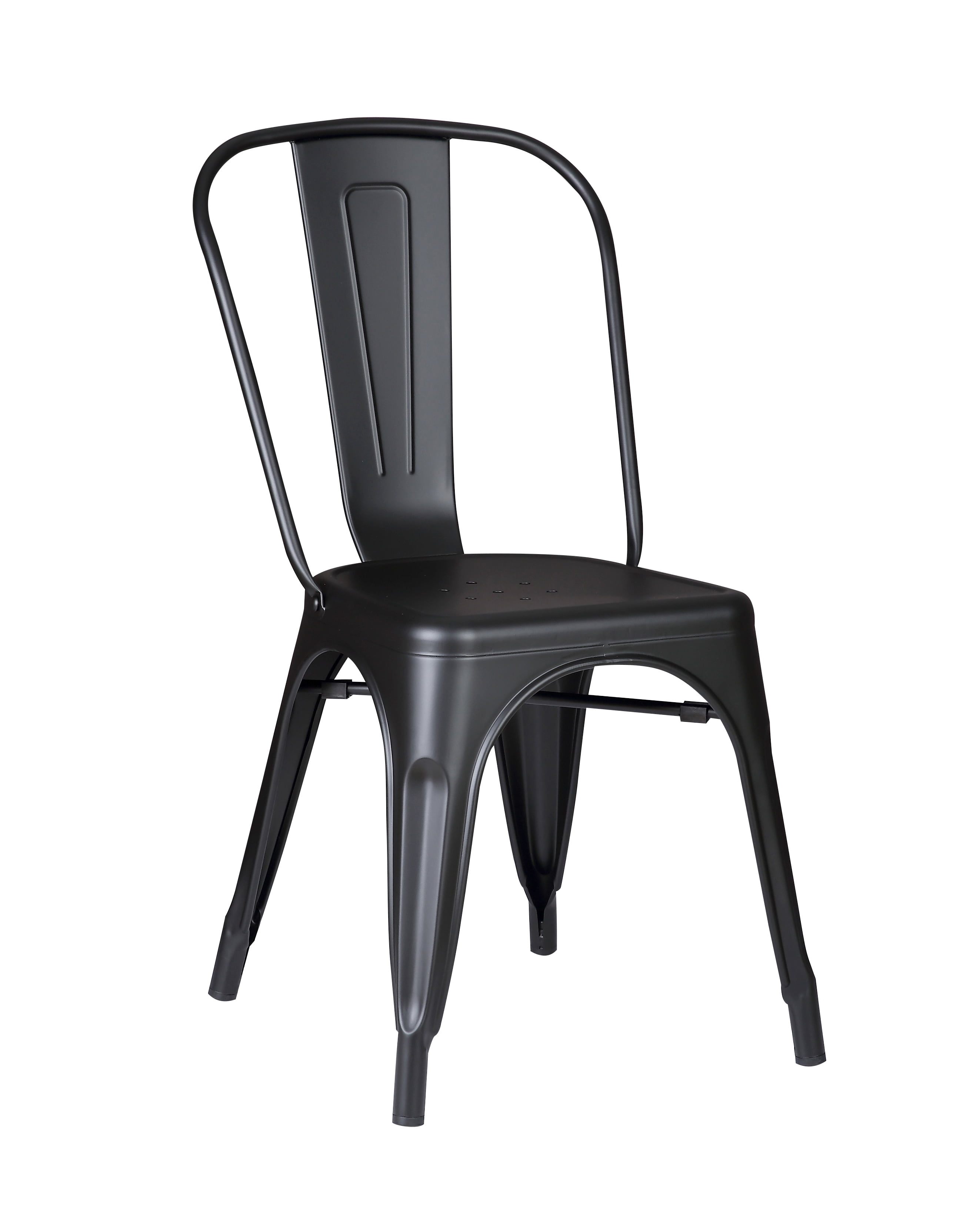 Modern Matte Black Metal Dining Room Kitchen Bar Chair, 18 inch seat Height, Set of 2
