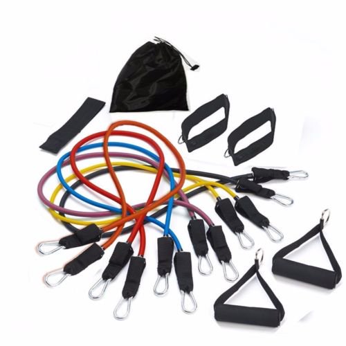AbleFitness 6 EXCERCISE RESISTANCE BANDS CORDS 105 LBS SET YOGA PILATES