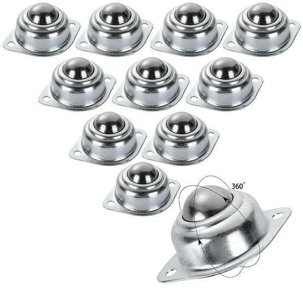 10 rodamientos de transferencia de bolas de 1 pulgada, ruedas de bolas universales de rotación de 360º, unidad de transferencia de bolas redondas de acero al carbono para transportador, sopo