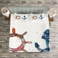 thumbnail image 3 of Ambesonne Anchor Quilted Bedspread Set 3 Pcs, Nautical Steering Wheel, King Size, Pink Blue, 3 of 3