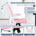 thumbnail image 4 of Winrise Ergonomic Office Chair, Mesh Desk Chair with Adjustable Lumbar Support, Flip-Up Armrests, Mid-Back Computer Swivel Task Rolling Chair, Pink, 4 of 15