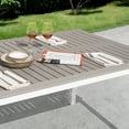 thumbnail image 4 of Nuu Garden Outdoor Patio Table with Umbrella Hole, Outdoor 63’’ x 37’’ Rectangle Dining Table for 6 Weather-Resistant Table for Garden, Deck, Backyard, Poolside, Light Brown, 4 of 10