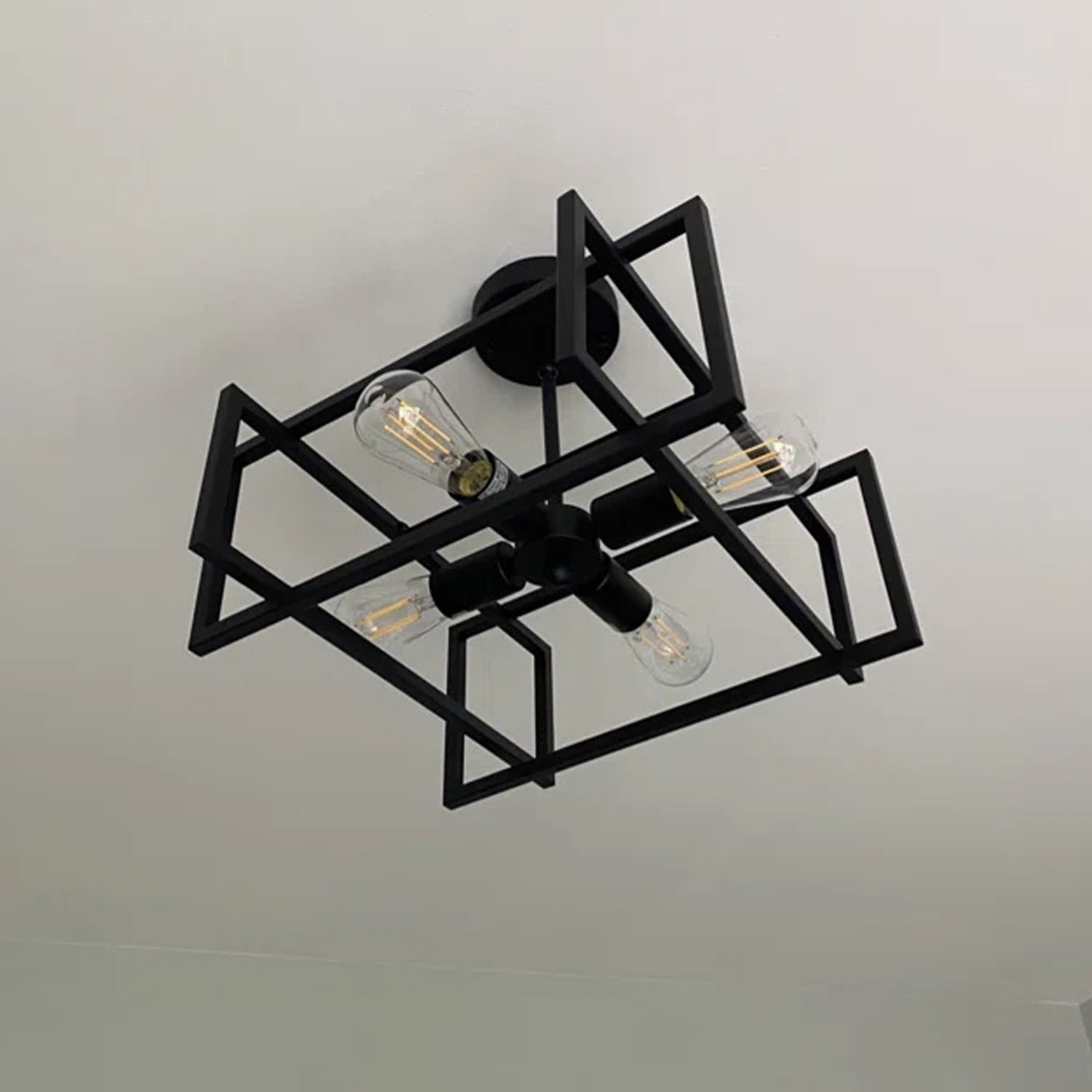 4-Light Farmhouse Semi Flush Mount Ceiling Light Fixtures Dining Room Ceiling Lighting Industrial Ceiling Lamp for Hallway Kitchen Bedroom Dining Room Entryway Foyer