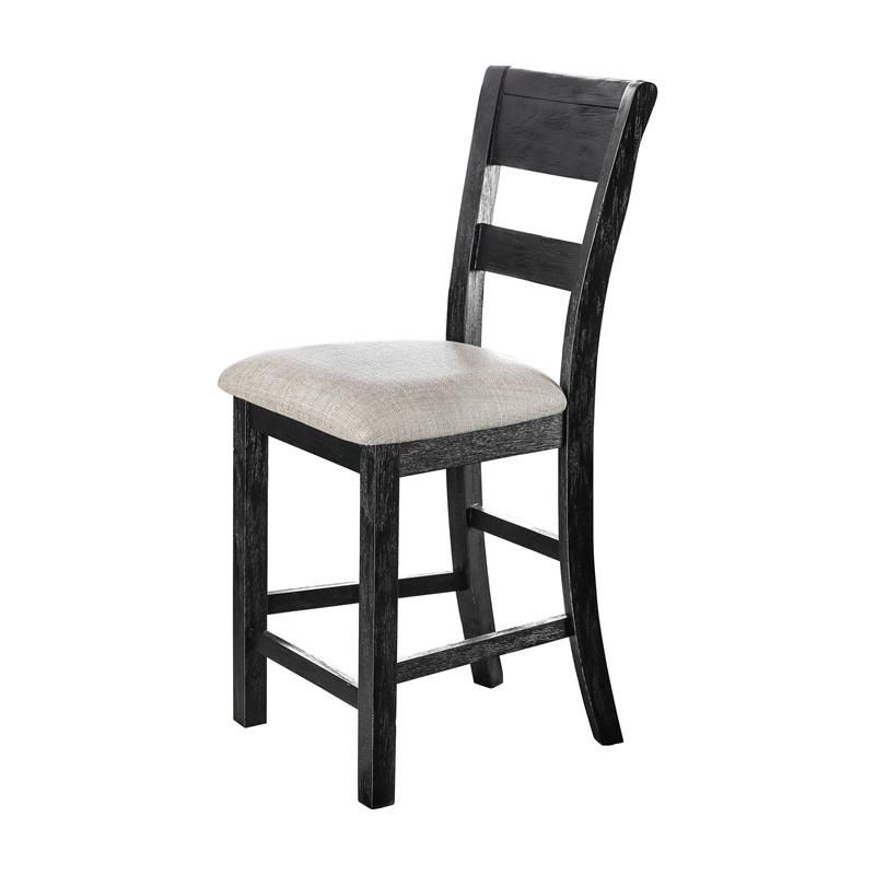 Furniture of America Toals Wood Ladder Back Counter Chair in Black (Set