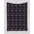 thumbnail image 1 of Lemur Tapestry, Exotic Tiger Leopard Madagascar Monkey Chains Abstract Repeating Pattern, Wall Hanging for Bedroom Living Room Dorm Decor, 60W X 80L Inches, Apricot Dark Navy Blue, by Ambesonne, 1 of 2