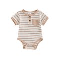 thumbnail image 1 of Gupgi 0-12 m Body à Rayures pour Bébé Garçon Manches Courtes Col Rond Combinaison Côtelée, 1 of 9