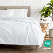 Bare Home Polar Fleece Bed Blanket - خفيف الوزن - الصوف الممتاز - كامل / كوين ، أبيض