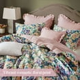 thumbnail image 6 of Multi-Color King Comforter Set 8-Piece, Cotton Floral Bedding with Reversible Design & Bed Skirt, 6 of 21