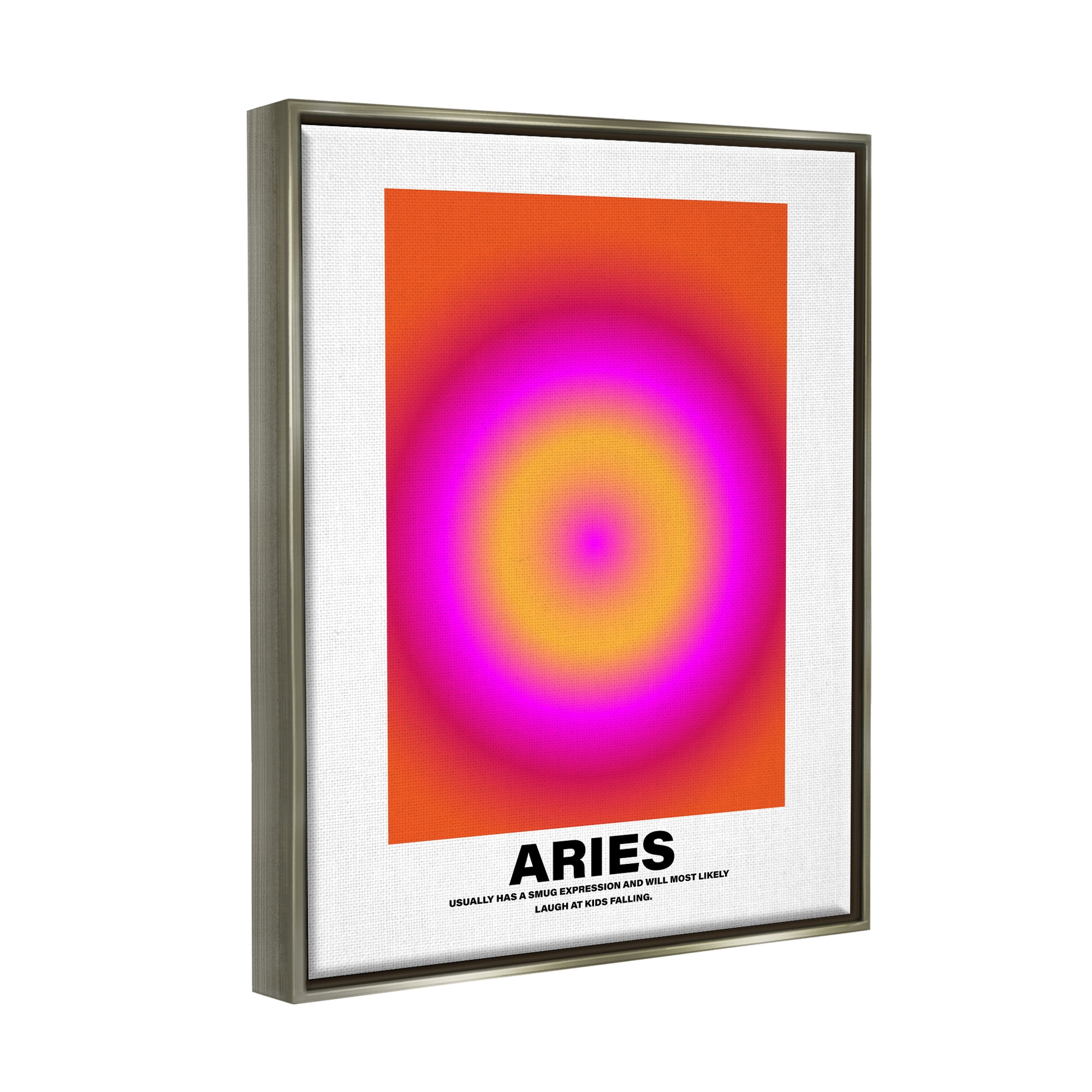 Stupell Industries Funny Aries Astrology Abstract Painting Gray Floater Framed Canvas Art Print Wall Art, 17 x 21