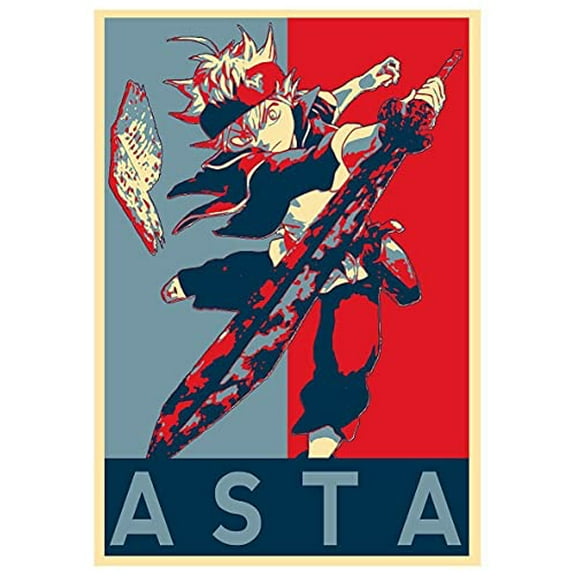 Black Clover Canvas Poster Asta Propaganda Anime Poster Wall Art (12x18 Unframed)