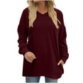 thumbnail image 1 of Yuyuzo Womens Sweatshirts Tops V Neck Long Sleeve Straight Line Pullover Fall Casual Sweatshirt Solid Color, 1 of 6