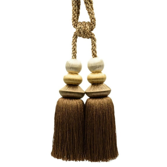 DECOPRO Curtain and Drapery with Braided Cord and Sleek Multi Geometrical Headers Tassel Tieback, Tassel Length 7" (17.5cm), Spread 28" (71cm) # TBC72, #TT03 Set of 4