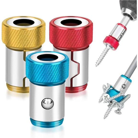 Upgraded Screwdriver Head Magnetic Ring, 1/4 Inch/6.35mm Universal Screw Magnetizer Ring for Hex Screwdriver & Power Bits, Metal Magnetic Screw Holder Tool for Fastening & Repair(Max)
