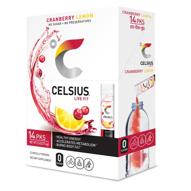 Celsius Cranberry Lemon On-the-go Powder Stick Packs Zero Sugar 14 Sticks Per Pack - Walmartcom