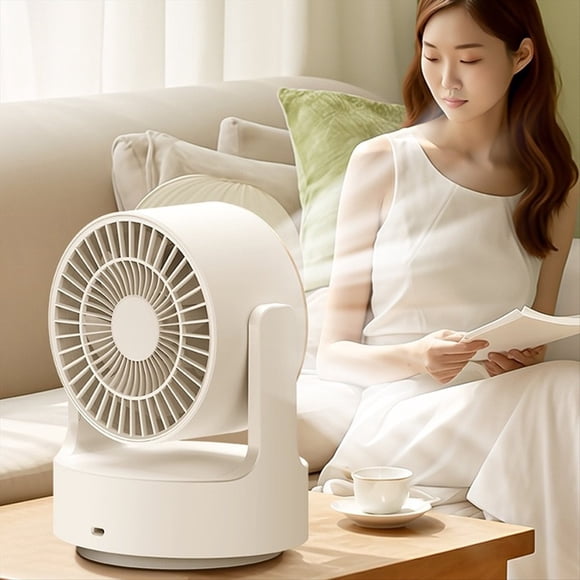 Ventilador Escritorio con Carga USB, Ventilador Iluminación para Transmisión en con Cabezal Móvil, Ventilador para Dormitorio, Ventilador Escritorio para el Hogar