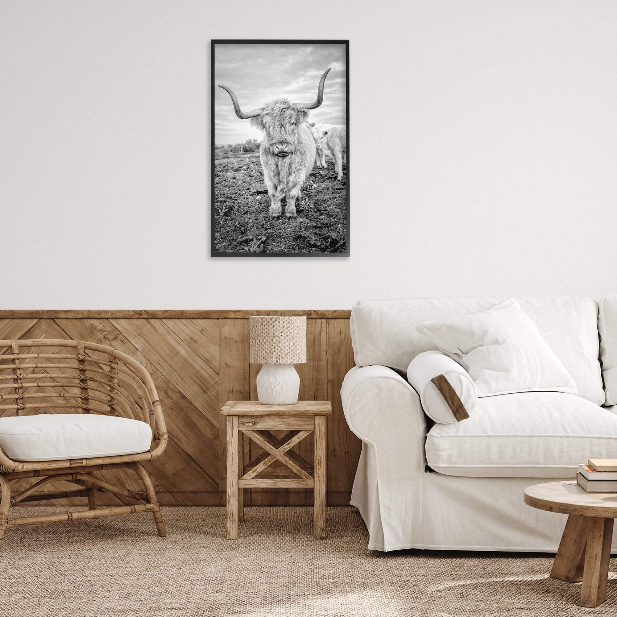 Stupell Industries Longhorn Calf Family Animals & Insects Photography Black Framed Art Print Wall Art, 20 x 30