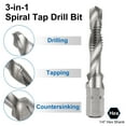 thumbnail image 3 of Uxcell Combination Drill and Tap Bit Metric M6 x 1 Thread 1/4" Hex Shank Machine Tapping Threading Taps, 3 of 6