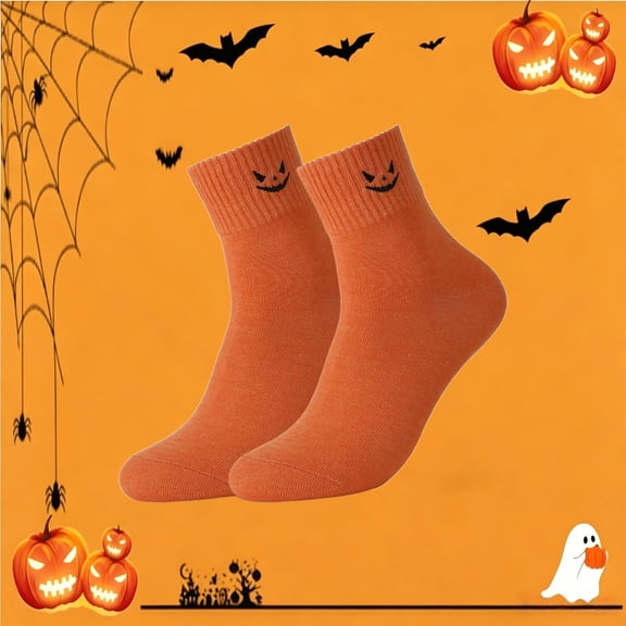 AirLoni Women’s Halloween Ankle Socks Cute Pattern Embroidery Elastic Solid Cotton Short Socks Fall Winter Warm Crew Socks For Daily Casual Halloween