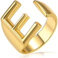 thumbnail image 1 of czcpp-Bold Initial Letter Rings Adjustable, GoldChic Jewelry Women Gold Statement Ring Personalized Engraved Womenu2019s Open Signet Ring for Party (Gold, White Gold, Black), 1 of 4