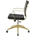 thumbnail image 3 of Contemporary Modern Urban Designer Home Business Office Furniture Work Desk Chair, Faux Vinyl Leather Aluminum, Gold Black, 3 of 8