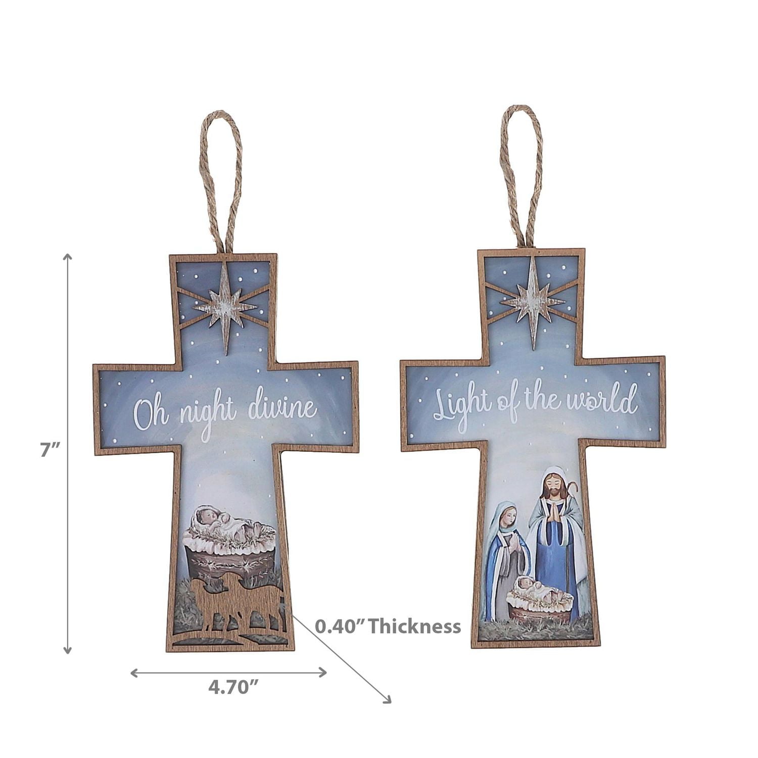 Christmas Framed Nativity Cross Ornament  - Set of 2