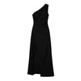 thumbnail image 6 of BRGZLK Women's One Shoulder Dresses High Split Bodycon Ruched Satin Prom Dress Asymmetric Hem Cocktail Wedding Party Maxi Dress Date Night Outfits Black M, 6 of 6