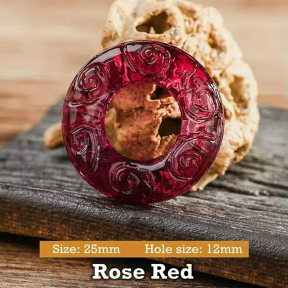 U8MO 2pcs 25mm Lampwork Glass Loose Pendant Beads for Jewelry Making Findings Crafts-Rose Red