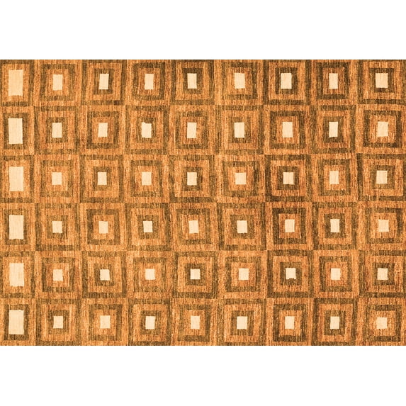 Ahgly Company Indoor Rectangle Abstract Orange Contemporary Area Rugs, 2' x 4'