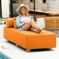 thumbnail image 6 of Jaxx Alvy Outdoor Sun Lounger – Luxurious Sunbed with Hevea Wood Feet, Sunbrella Tangerine, 6 of 6