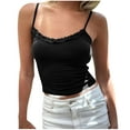 thumbnail image 1 of Birdeem Débardeurs Femmes Aguichant Couleur Unie Dentelle Patchwork Col Rond Camisole, 1 of 12