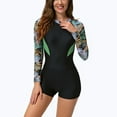 thumbnail image 4 of Lopeceal Women's One Piece Rashguard Floral Surfing Swimsuits Swim Rash Guard Boyleg Bathing Suit UV Protection Swimwear, 4 of 8