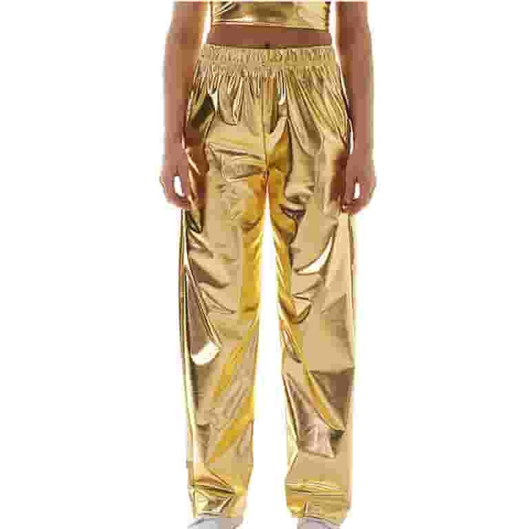 ボトムスその他 GOLDEN Women Pants GWP01832P001458 Silver YYDGH Shiny Metallic Pants for Women Elastic High Waist Wide