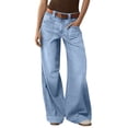 thumbnail image 3 of ClodeEU Womens Wide Leg Denim Pants, Y2k 90s Vintage Loose Long Trousers Streetwear Baggy Jeans Sky Blue,Womens Plus L, 3 of 9