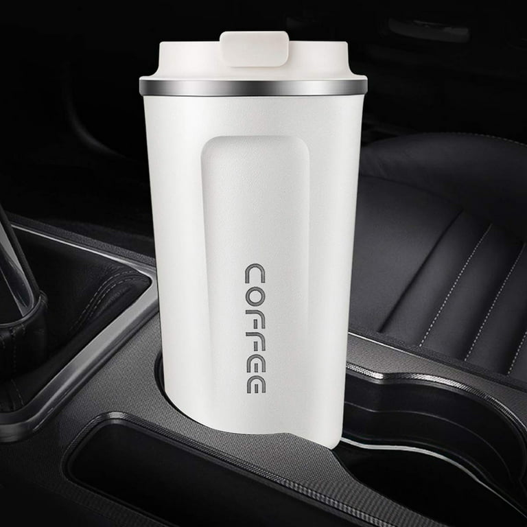 VUSIGN 510ML Stainless Steel Car Coffee Cup Leakproof Insulated Thermal  Thermos Cup Car Portable Travel Coffee Mug,White