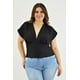 thumbnail image 5 of Blusa de satín cuello V Roman Fashion /Tallas Extras, 1836 (Negro) negro 36, 5 of 7