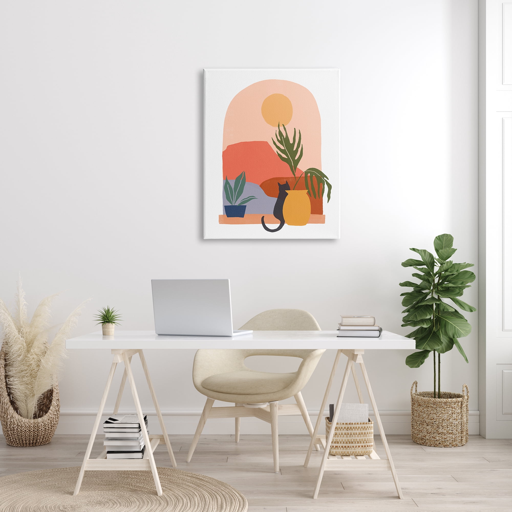 Stupell Industries Cat Watching Desert Dunes Modern Window View Graphic Art Gallery Wrapped Canvas Print Wall Art, Design by June Erica Vess