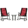 thumbnail image 2 of Outsunny 3 Piece Outdoor Patio Furniture Set with Glass Coffee Table & 2 Folding Padded Rocking Chairs, Bistro Style for Porch, Camping, Balcony, Red, 2 of 9